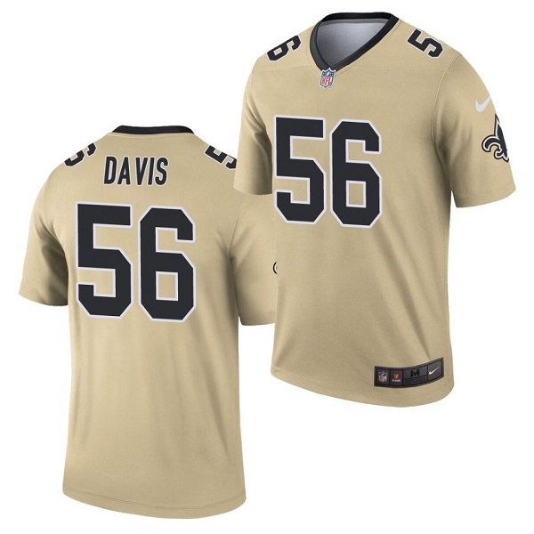 Men's New Orleans Saints #56 Demario Davis 2021 Gold Inverted Legend Stitched Jersey Men's New Orleans Saints #56 Demario Davis 2021 Gold Inverted Legend Stitched Jersey